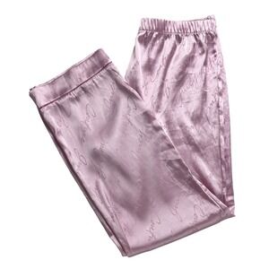 Juicy Couture Pink Script Logo Satin Pajama Pants Womens M Sleepwear Lounge wear